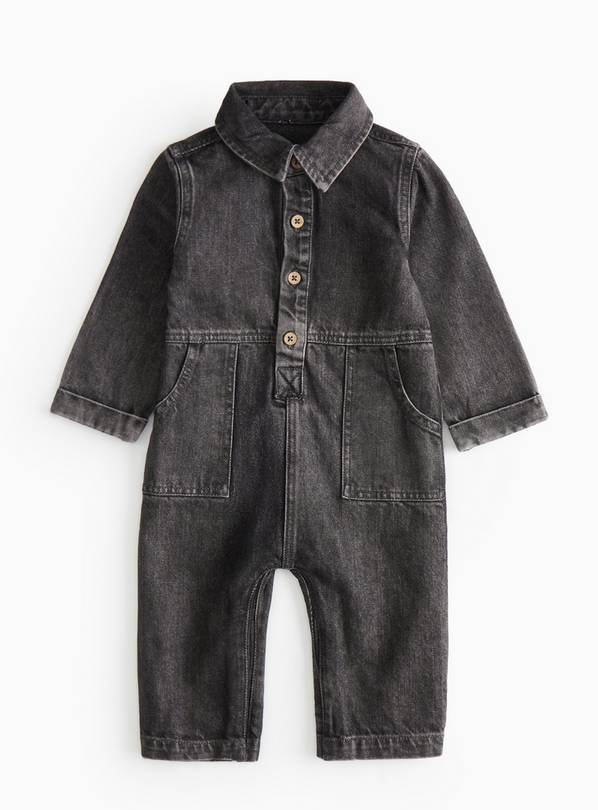 Black Wash Denim Boilersuit  6-9 months